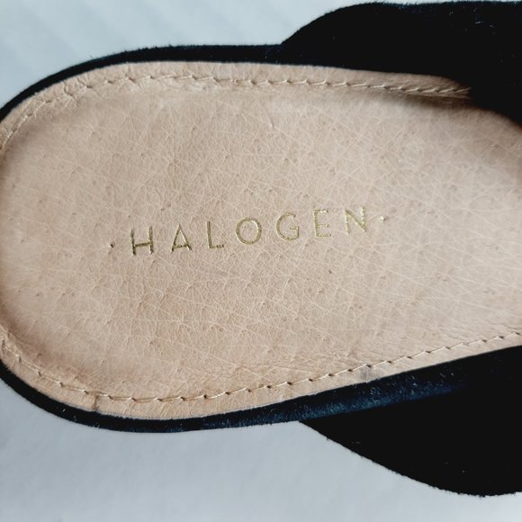 Halogen Women's Twist Front Sandals Size 7 Black Suede Slip-On 1" Heel - Picture 7 of 9